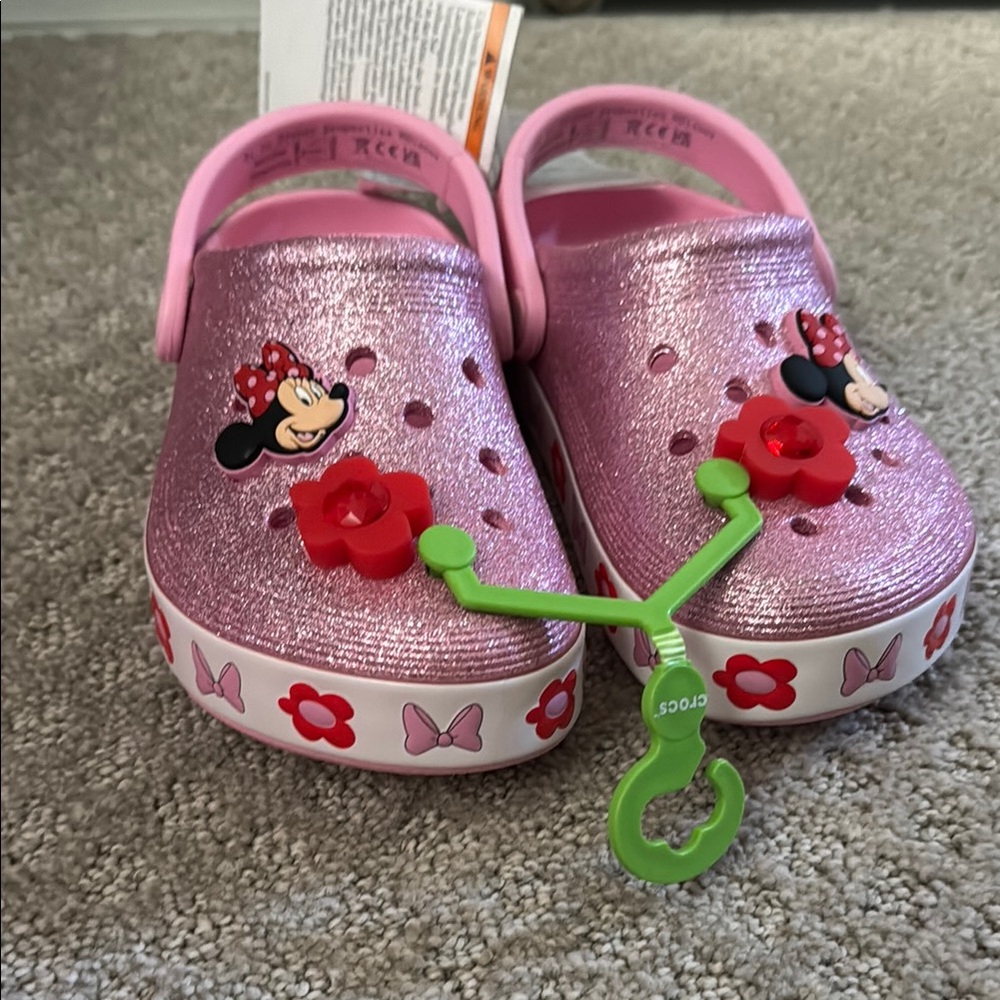 Disney Pink Glitter Slippers with Minnie Mouse Accents